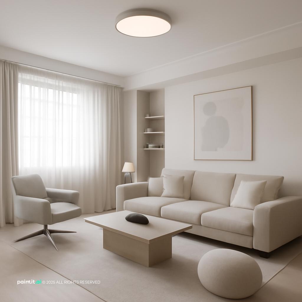 White Gray Brown Living Room - Design Ideas | Paintit.ai - 14