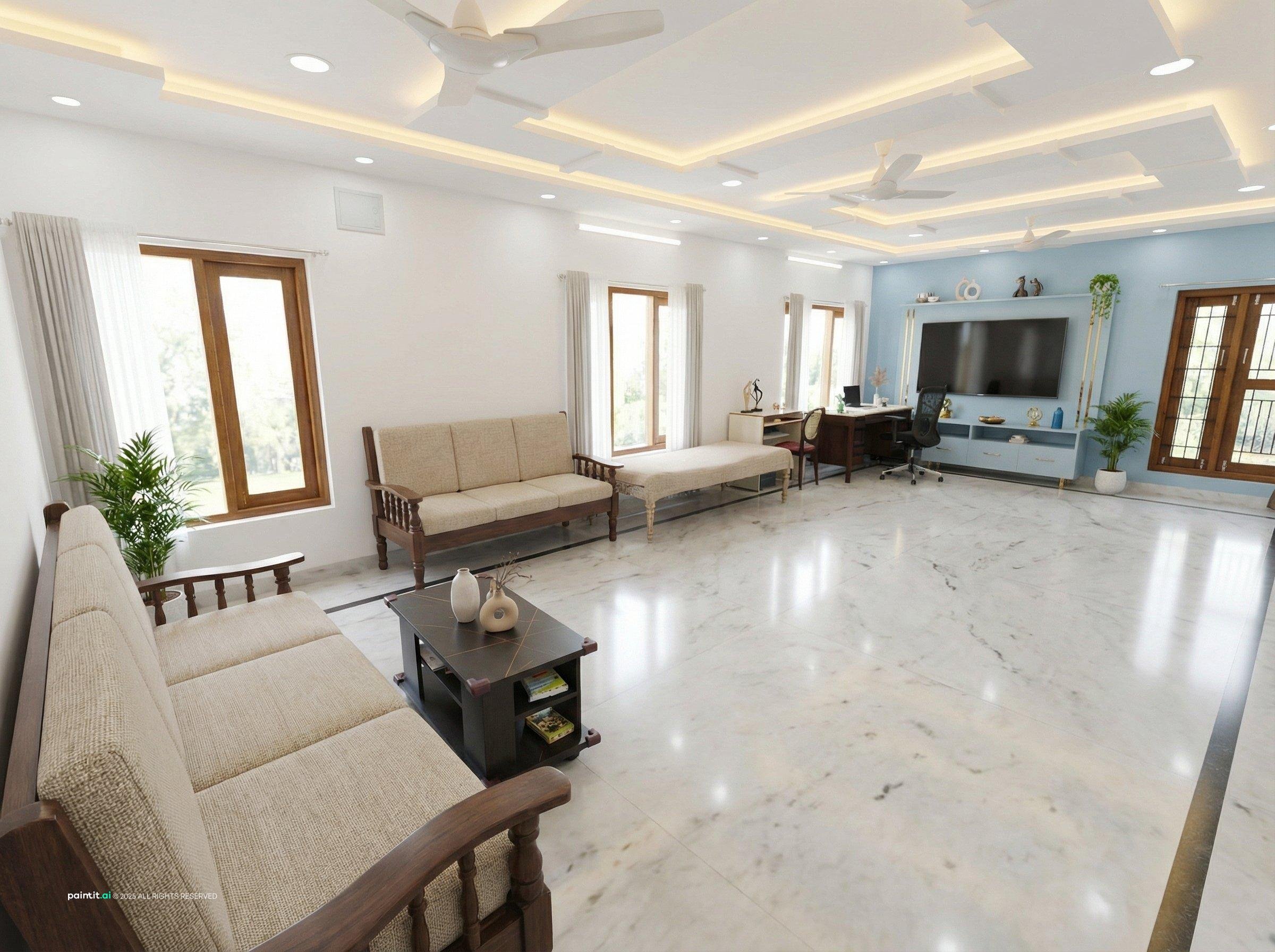 White Floors Living Room - Elegant Interior Design | Paintit.ai - 19