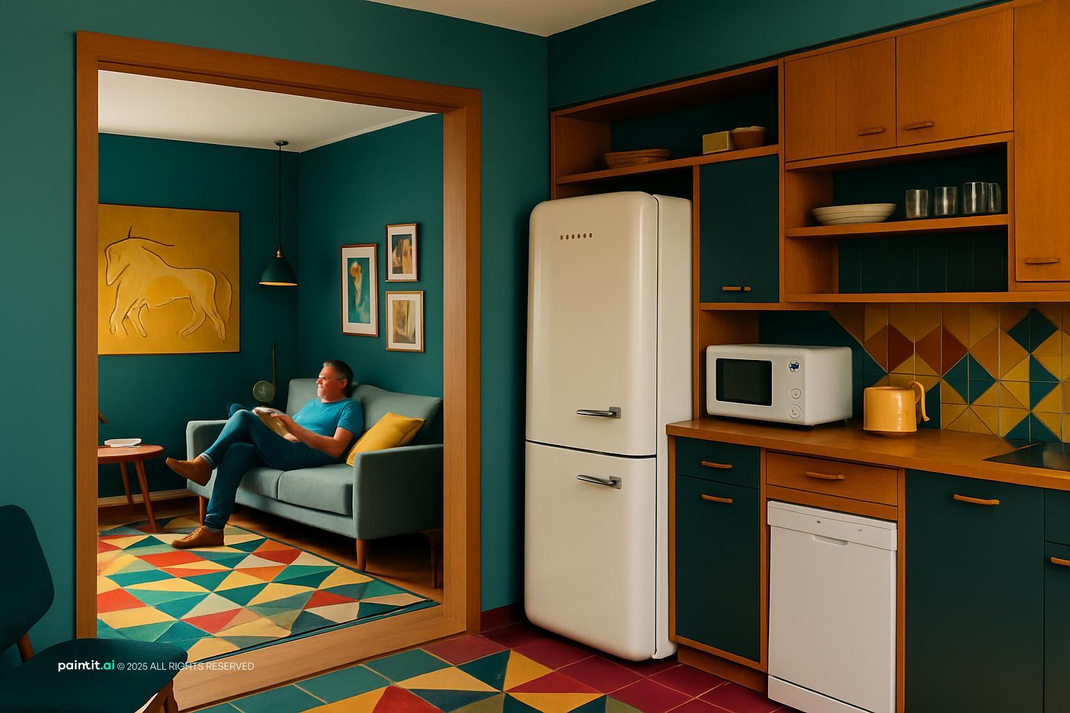 Teal and Mustard Living Room: Decor Inspiration | Paintit.ai - 26