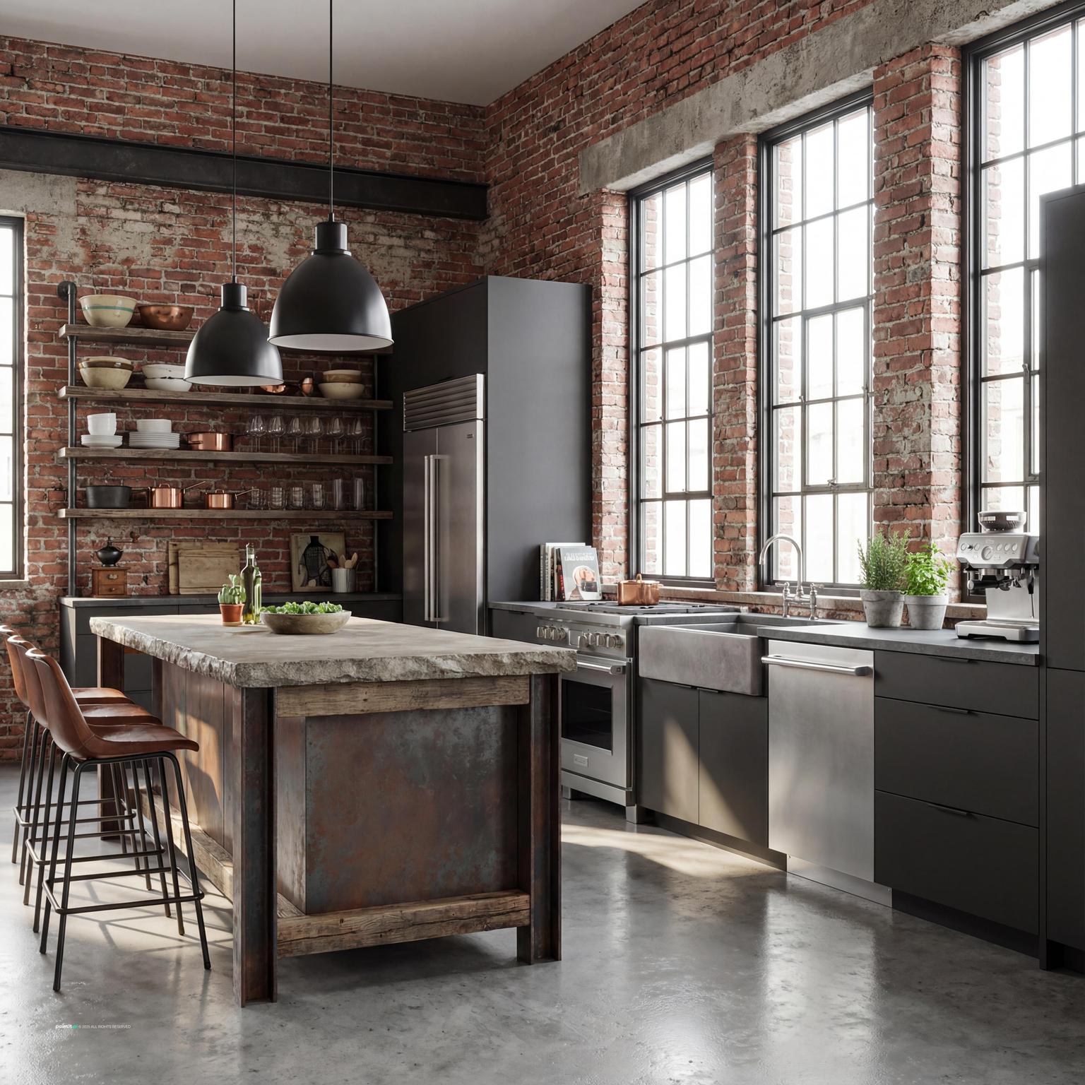 Stunning Modern Industrial Loft Kitchen Design for New York Loft Style Interior Design