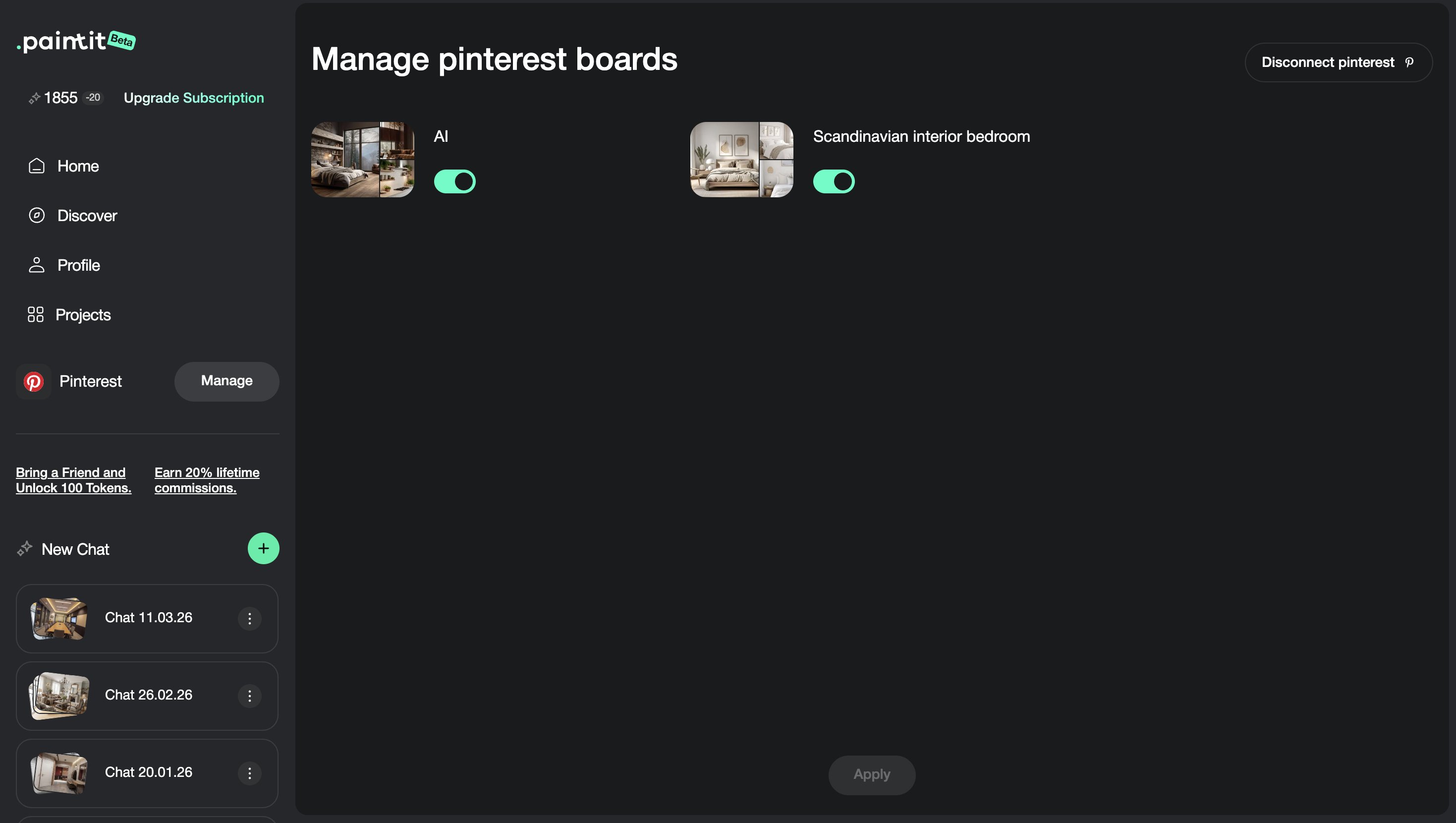Reference-based prompt workflow with inspiration image, input room, and final result