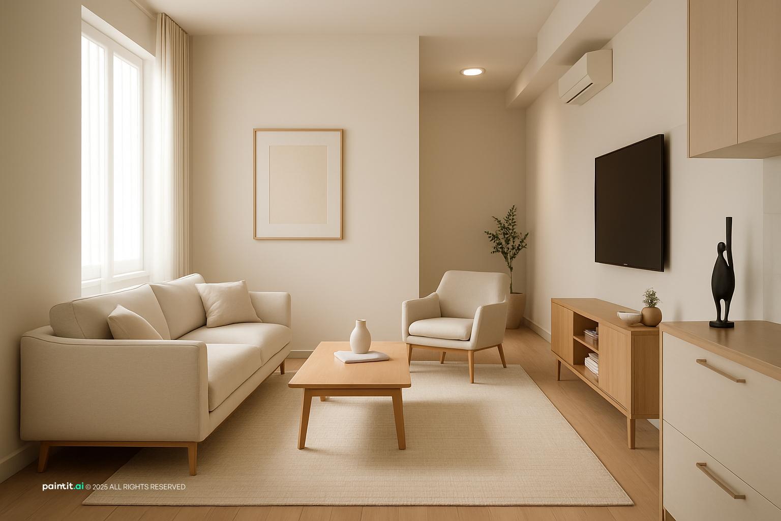 White Floors Living Room - Elegant Interior Design | Paintit.ai - 9