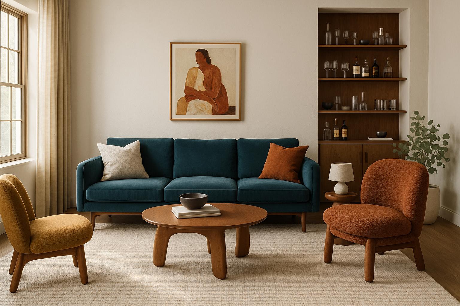 Modern Organic Living Room Design with linen and open and a calm living room atmosphere.