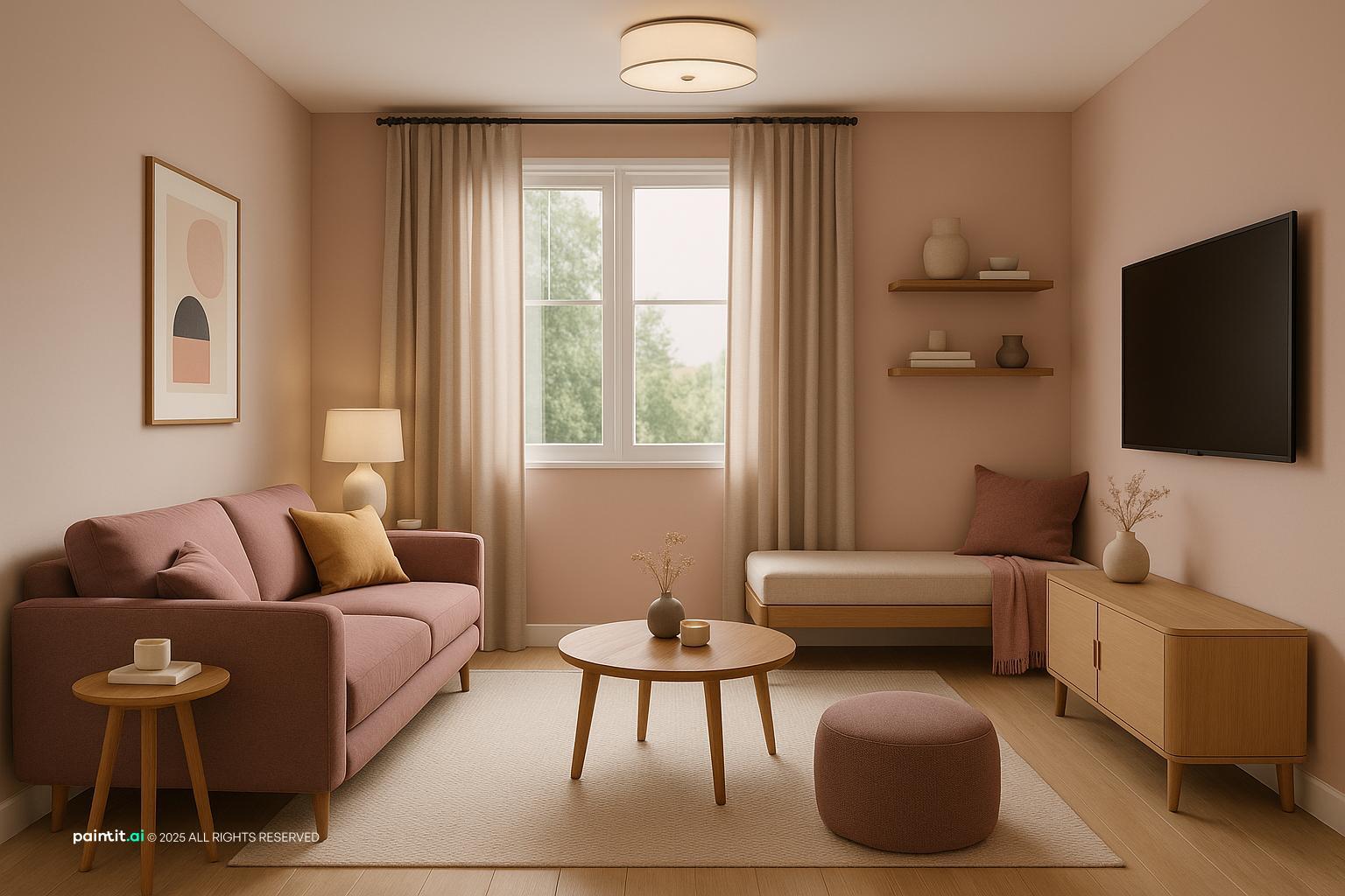 Light Pink Living Room - Design Inspiration | Paintit.ai - 16