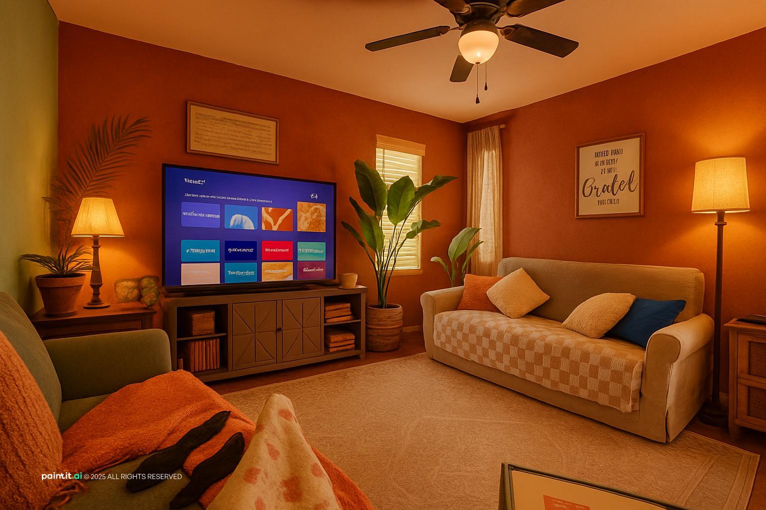 Rustic Burnt Orange Living Room: Design Inspiration | Paintit.ai - 14