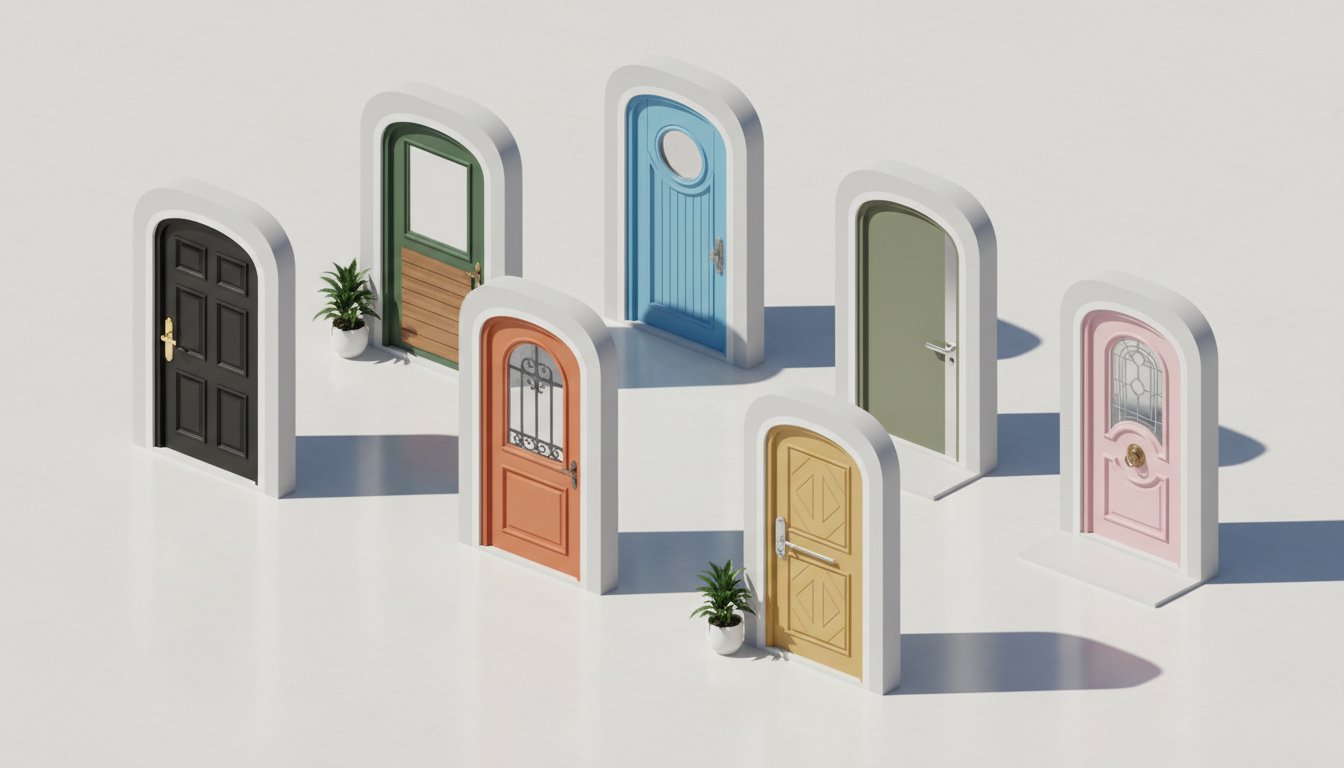 enhance a deep navy or emerald green, while matte black provides a sharp, modern contrast to a vibrant red doors