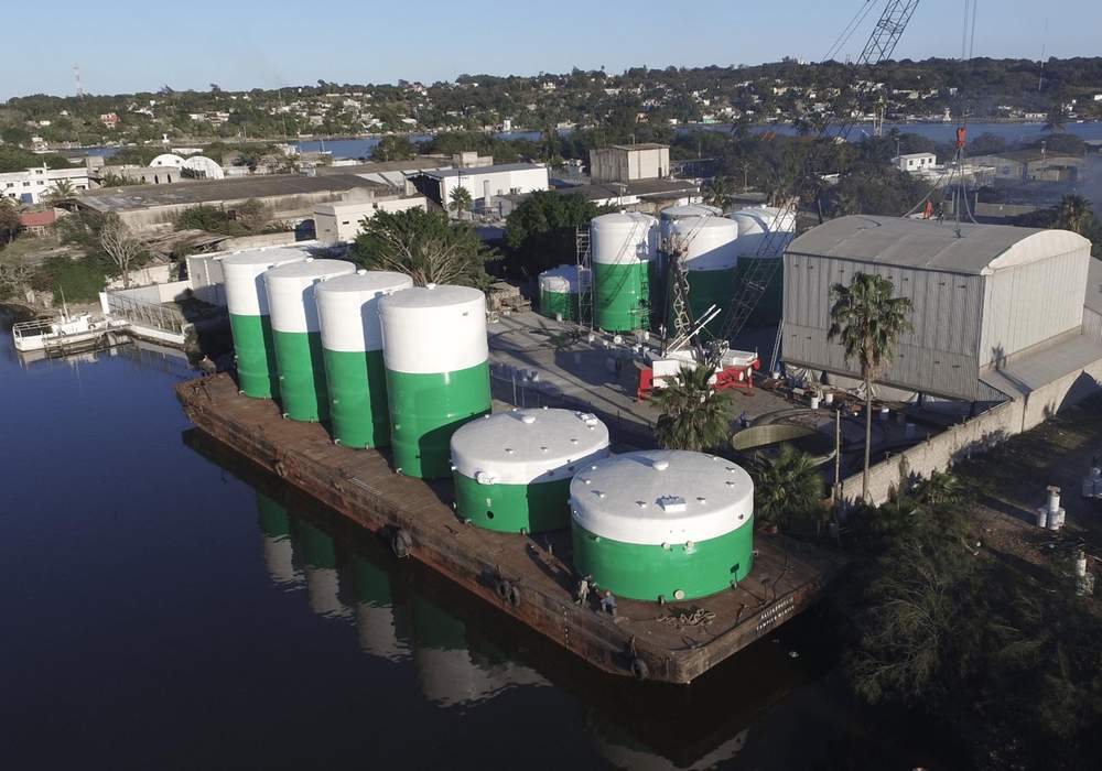 Fiberglass tank storage yard at our PITSA facilities in Tampico