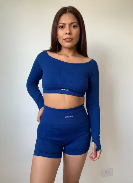 Set short waffer 111 Grecia Azul Marino