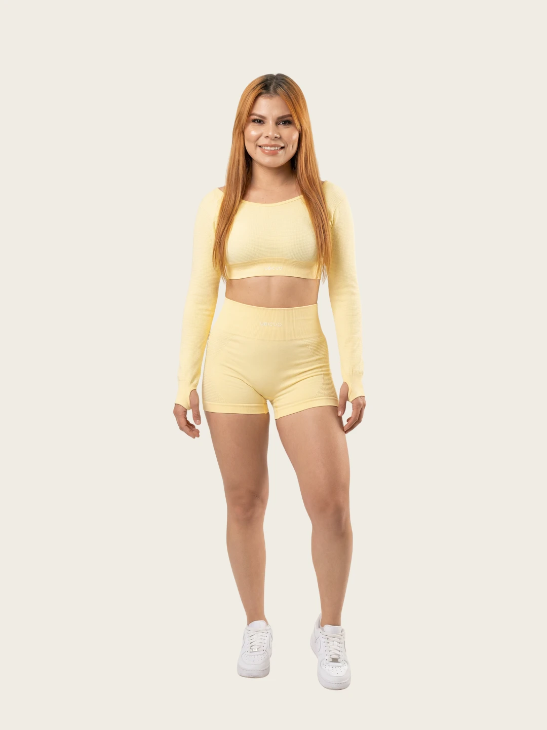 SET SHORT WAFFER 111GRECIA AMARILLO PASTEL