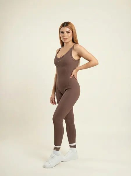 Enterizo largo tiras Ref. 445 PU Roma Cocoa