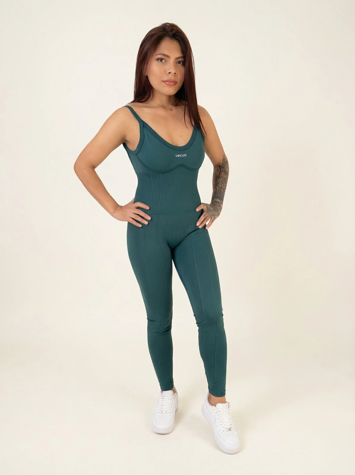 ENTERIZO LARGO TIRAS REF. 445 PU ROMA  VERDE ESMERALDA