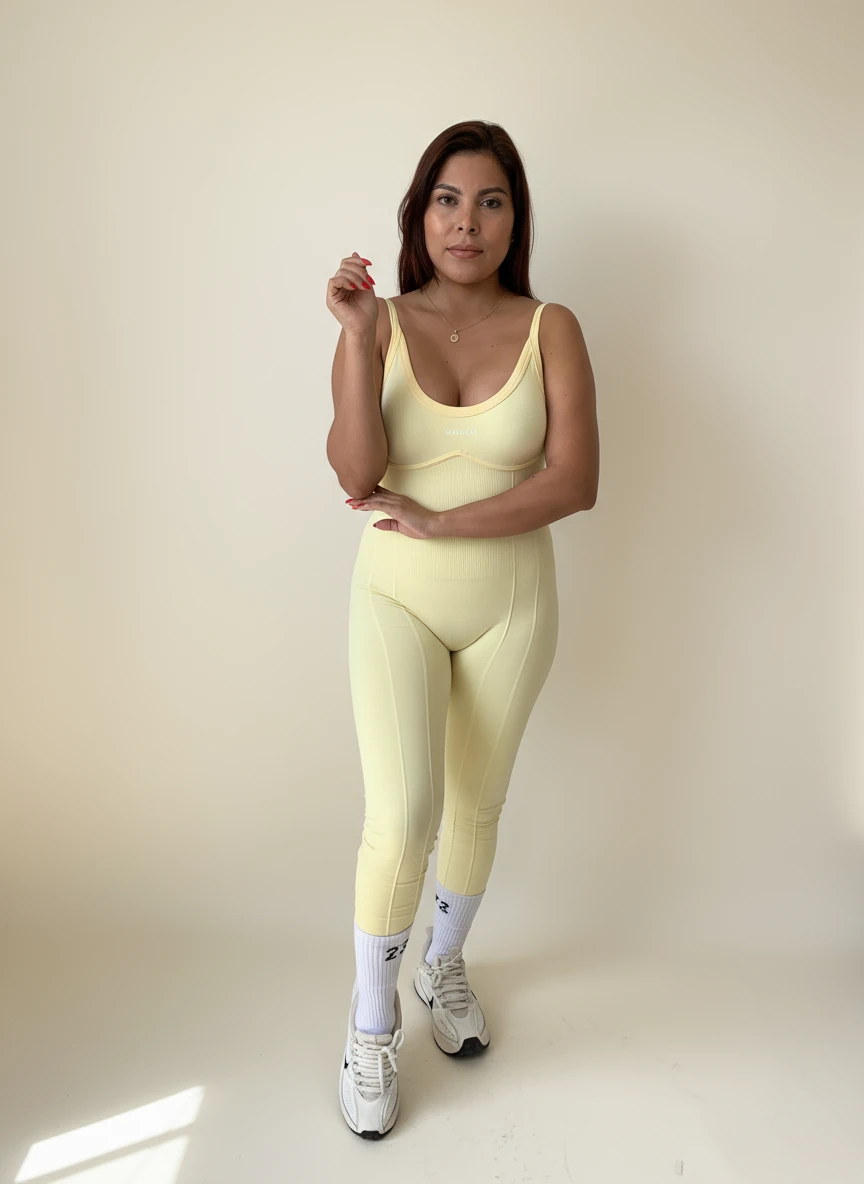 ENTERIZO LARGO TIRAS REF. 445 PU ROMA AMARILLO