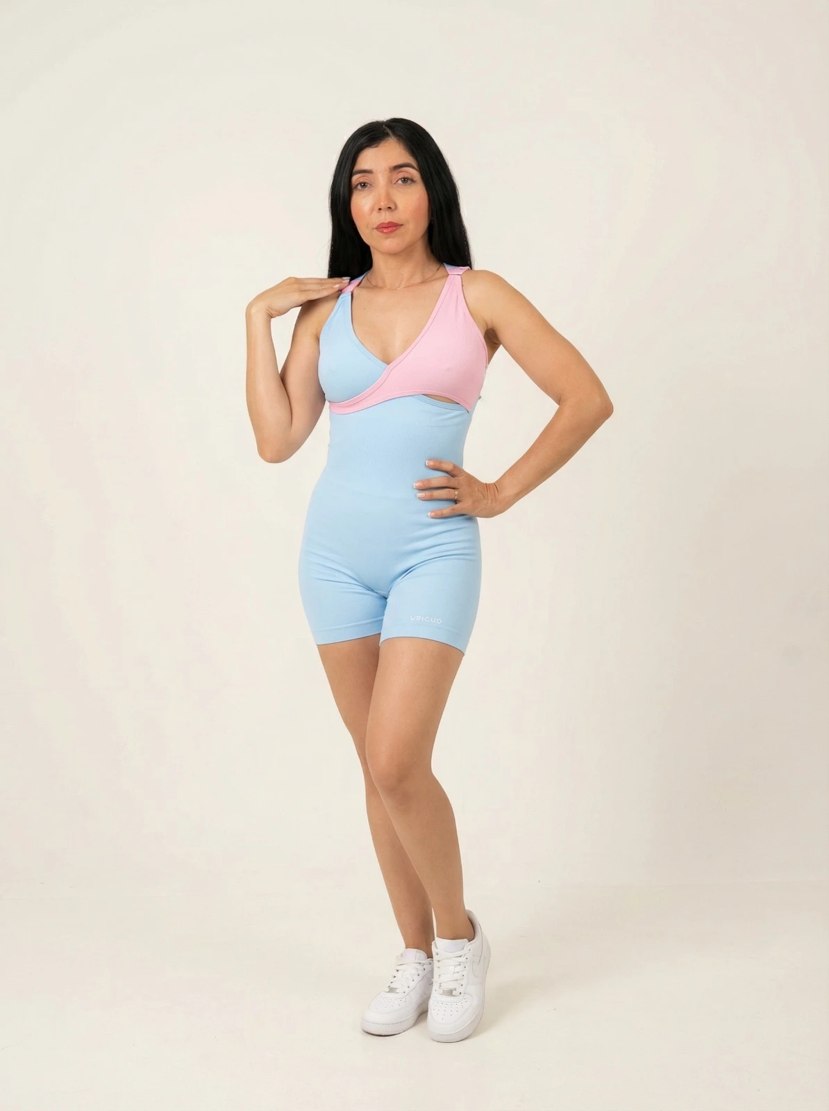 ENTERIZO AZUL BEBÉ ROSA AMATISTA