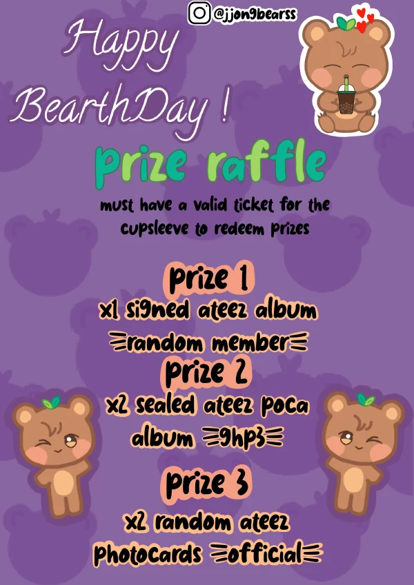 HAPPY BEARTHDAY prize raffle promotional image