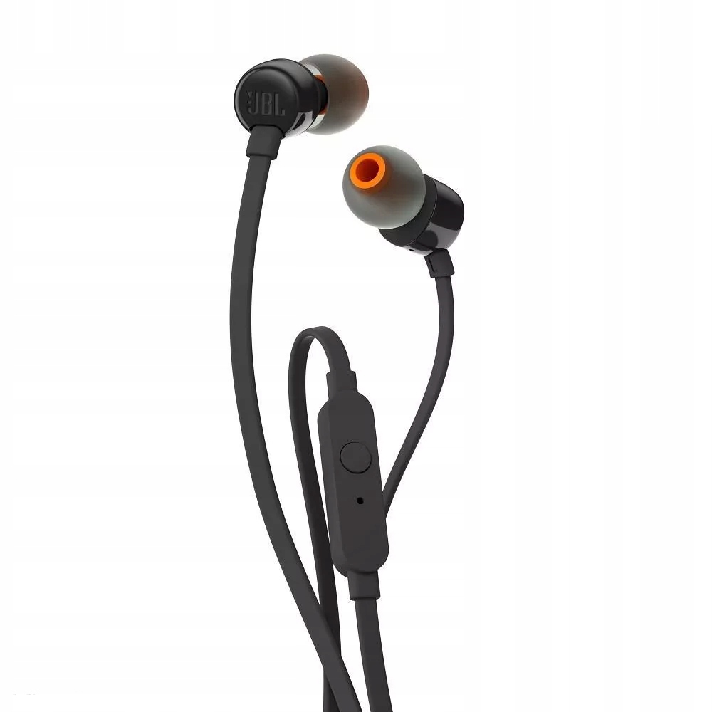 Słuchawki JBL T110 czarne z płaskim kablem
