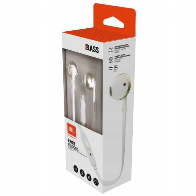 Słuchawki JBL T205 - pilot i kabel