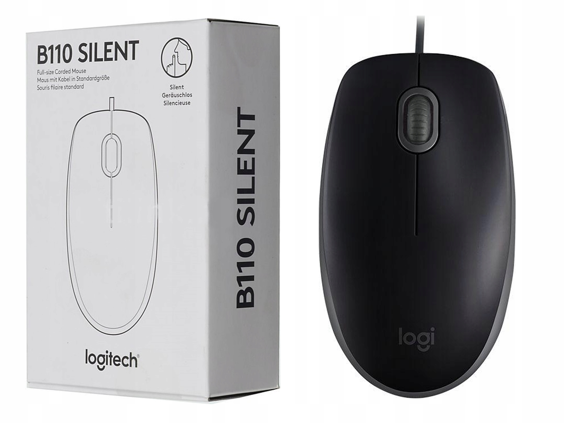 Mysz optyczna Logitech B110 Silent czarna - zbliżenie na sensor
