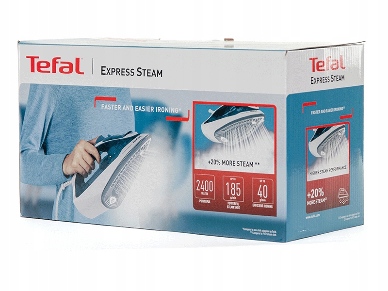 Żelazko Tefal Express Steam FV2839 - widok z boku, podkreślający smukłość i stopę