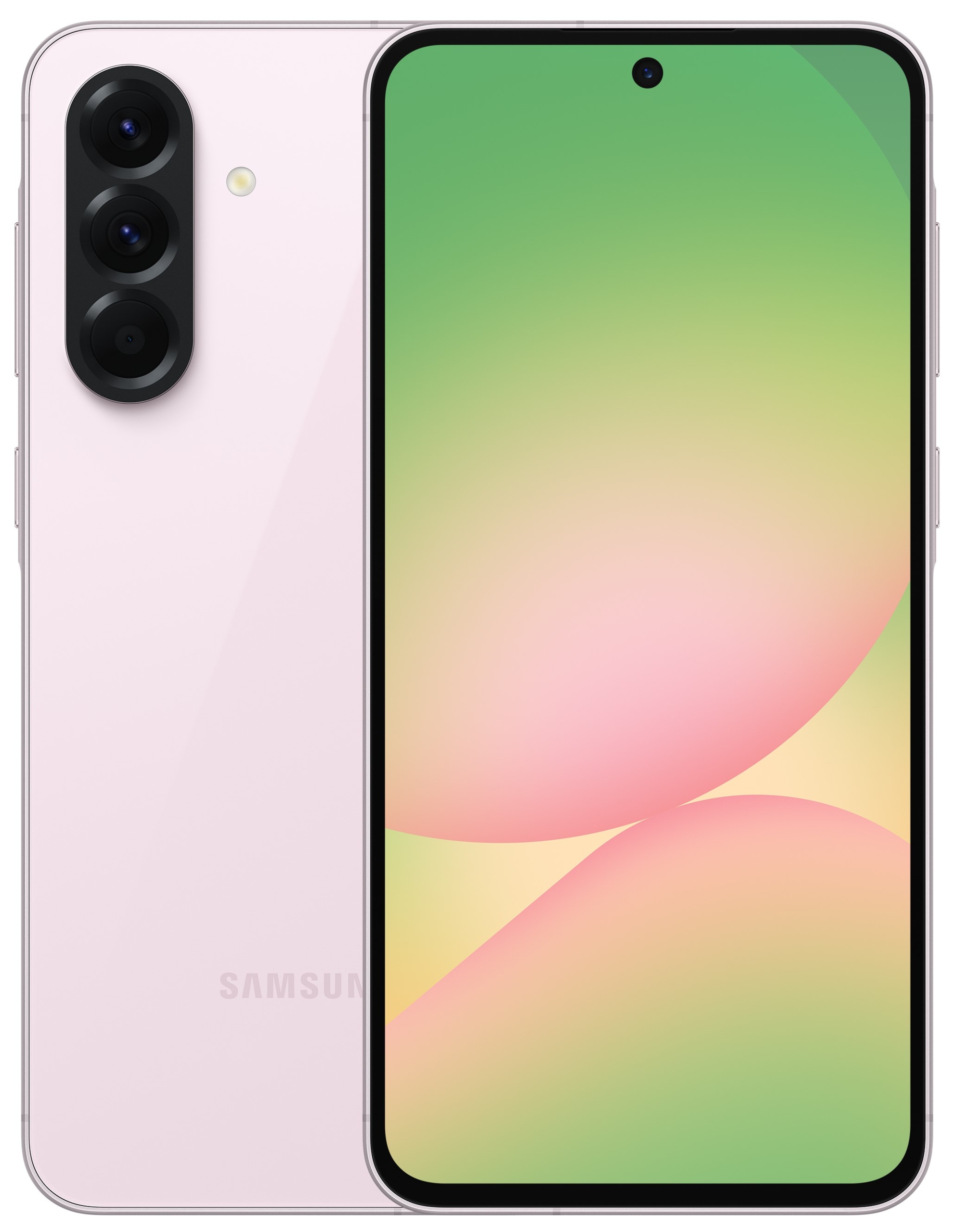 Smartfon Samsung Galaxy A56 5G - widok z przodu, wyświetlacz włączony