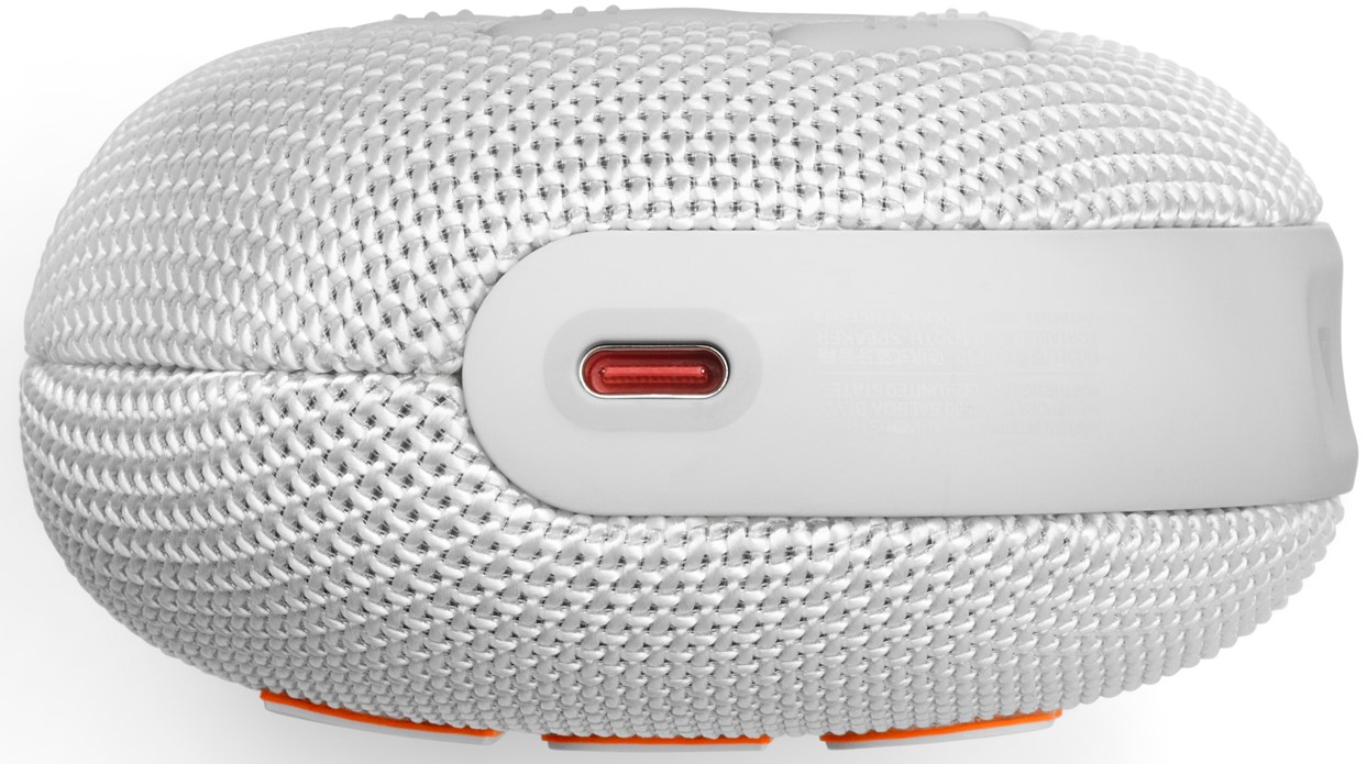 JBL CLIP5 WHT głośnik przenośny Bluetooth biały - widok z zaczepem
