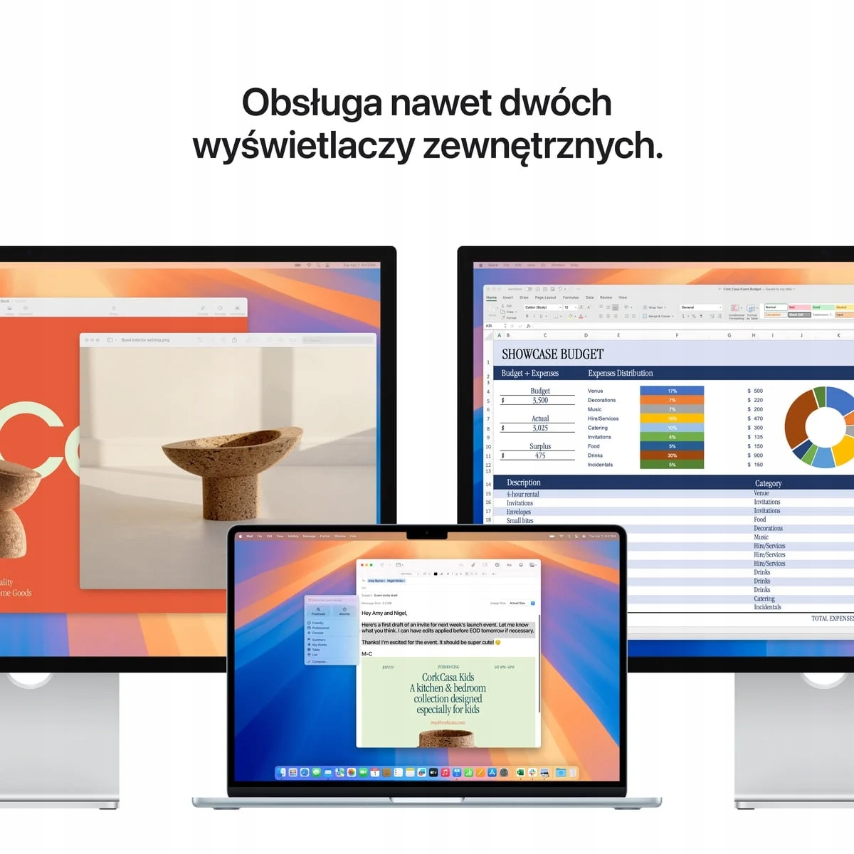 MacBook Air 15 M4 widok z boku, ukazujący cienką konstrukcję