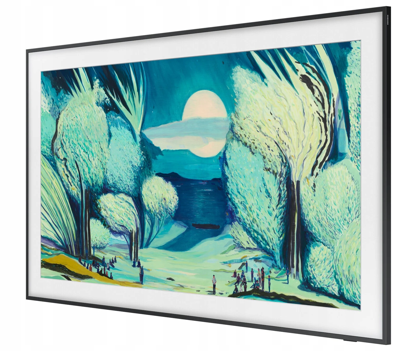 Telewizor Samsung Frame, widok z boku, ukazujący złącza