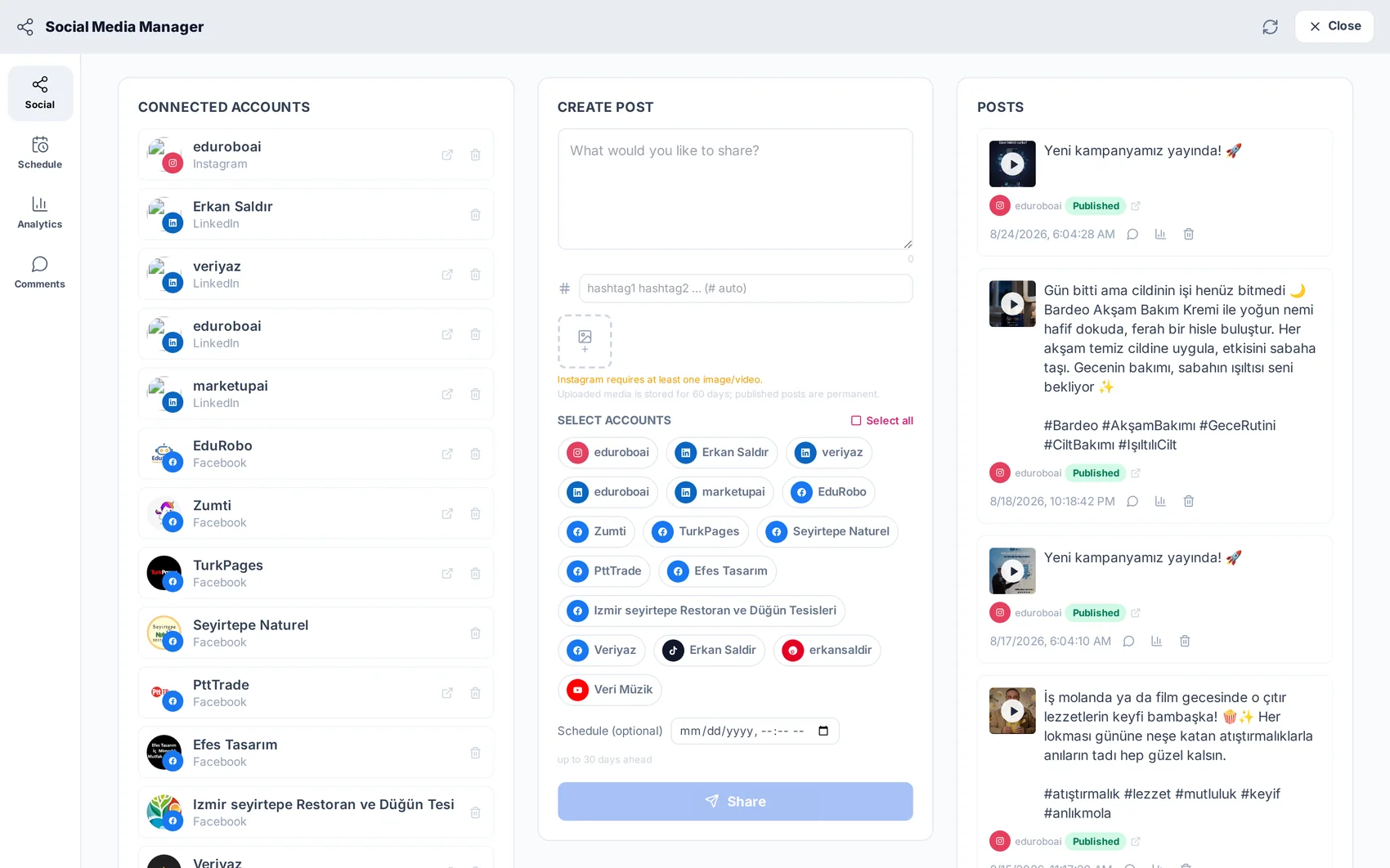 Social Media — product screenshot