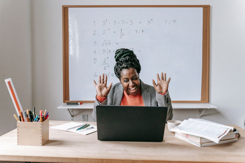 Teacher providing online feedback