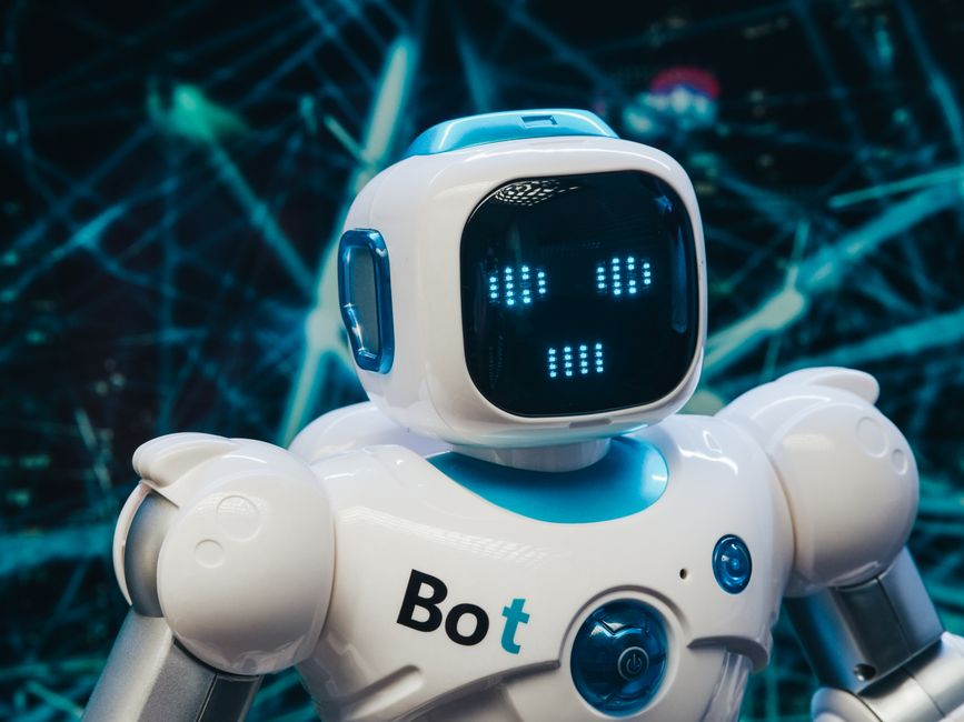 Futuristic AI robot face