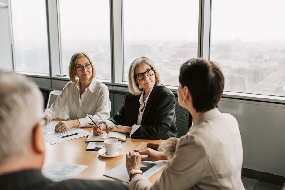 Business professionals in strategy meeting