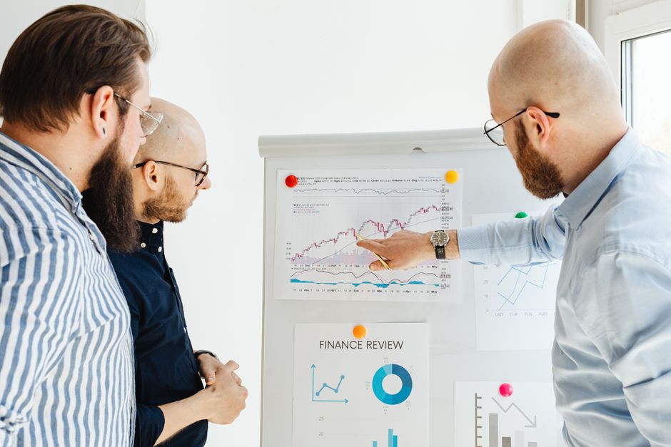 Business team reviewing financial charts