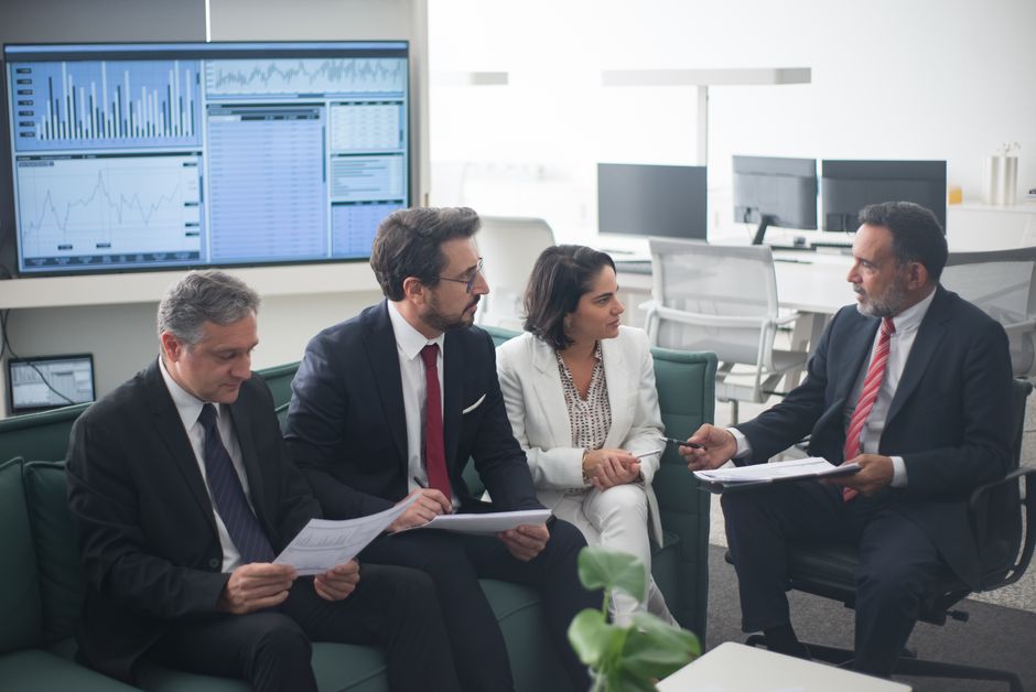 Group discussing financial strategy