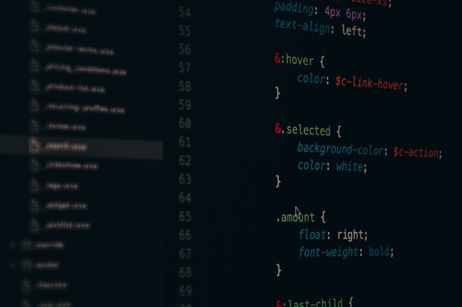CSS code lines on computer screen