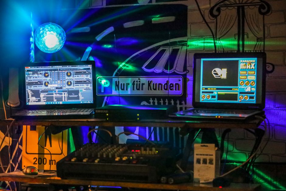 Colorful DJ setup