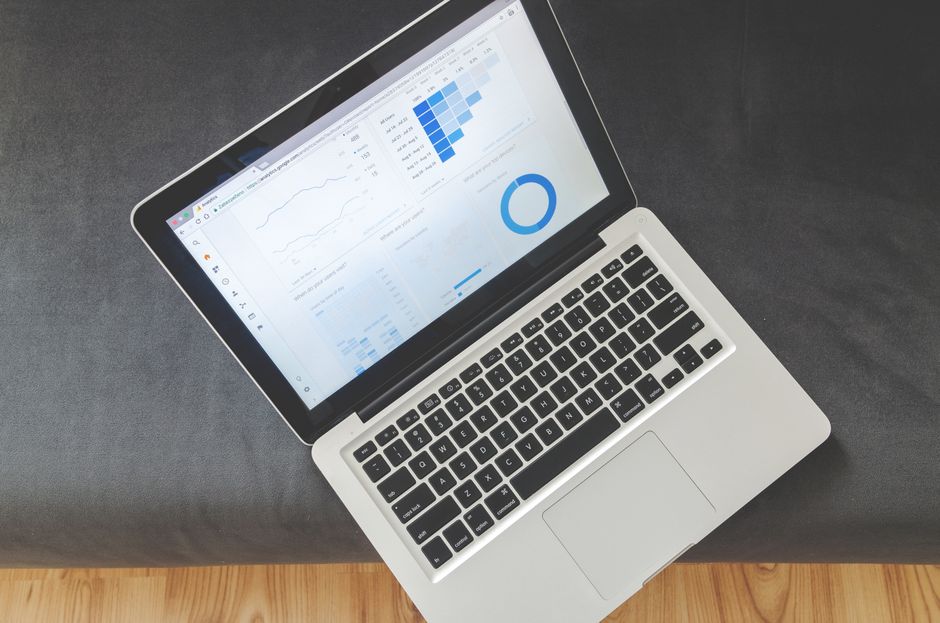 Laptop with data charts