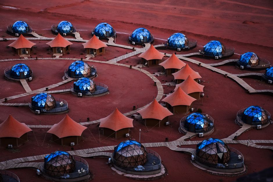 Unique luxury glamping site with futuristic tents