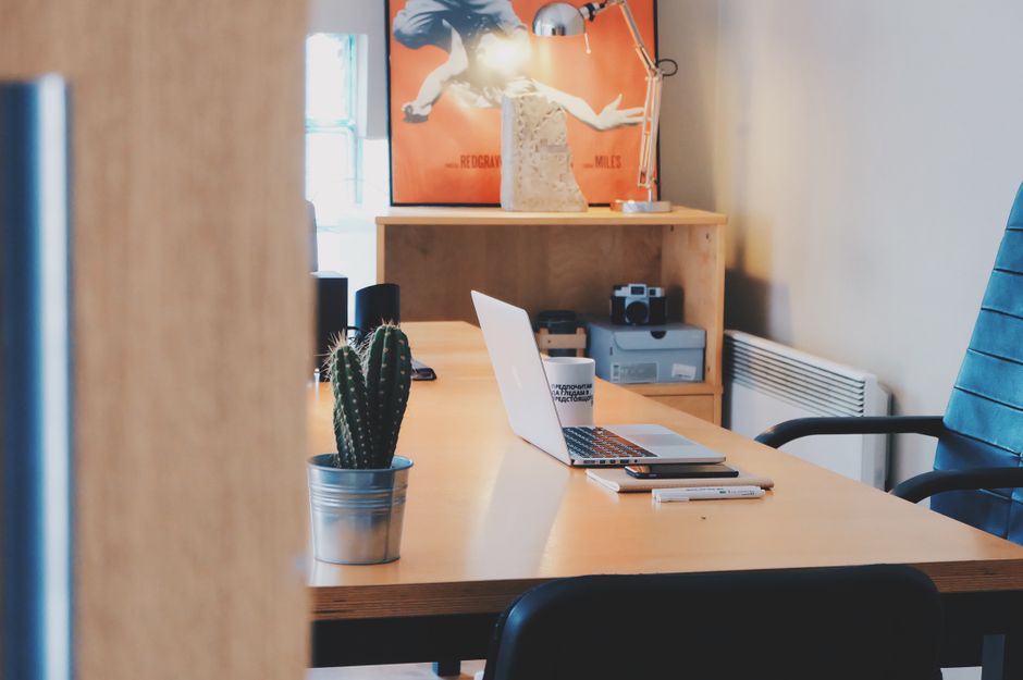 Desk with cactus