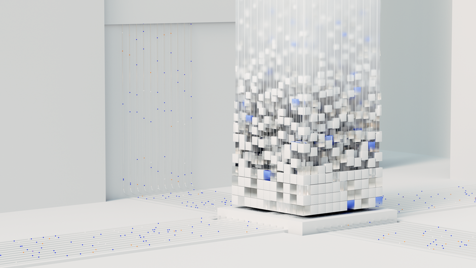 Abstract 3D render visualizing artificial intelligence and neural networks