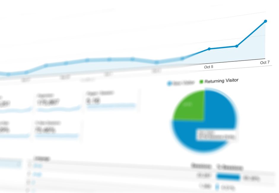 Abstract visualization of data analytics with graphs and charts