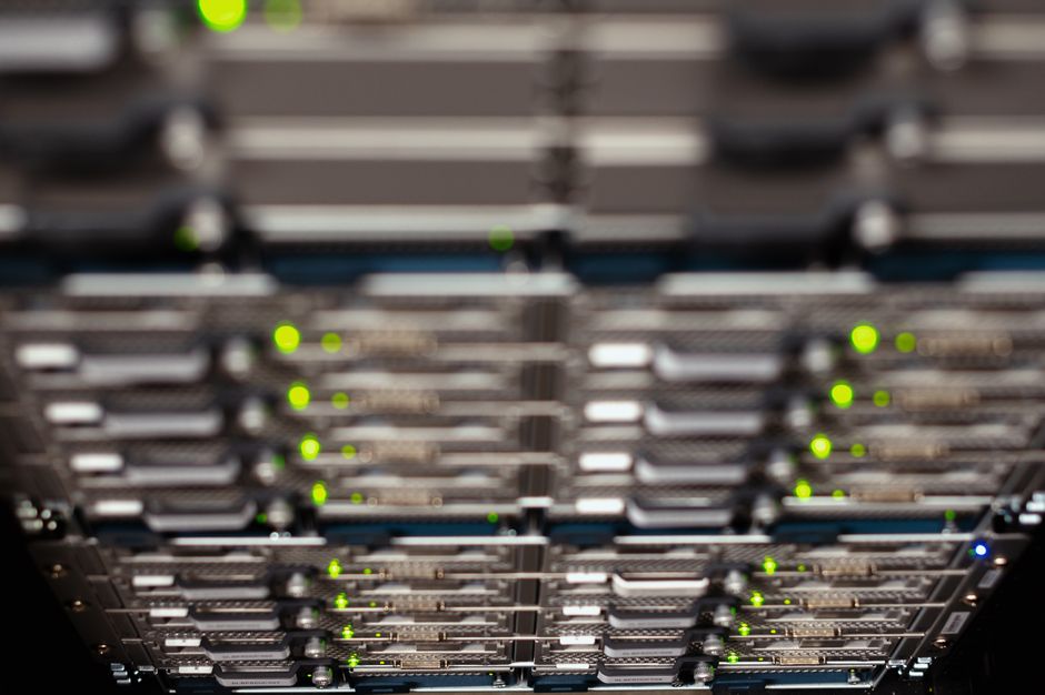 From above contemporary server cable trays without wires located