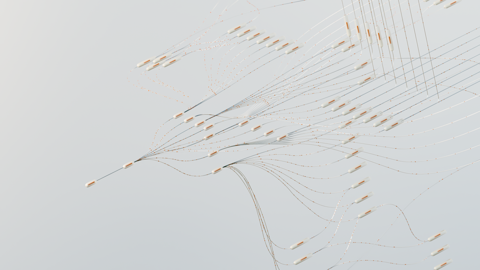 Abstract digital neural network representing AI-powered data automation