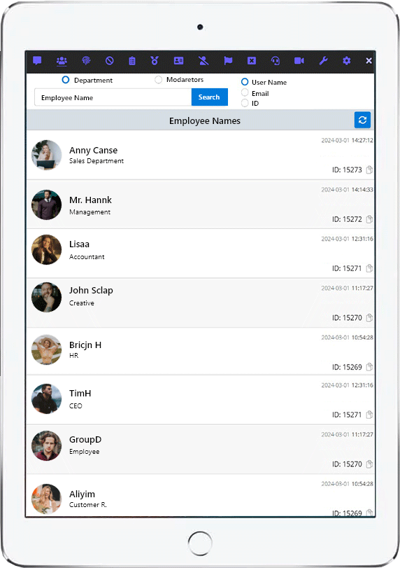 Admin Features Interface