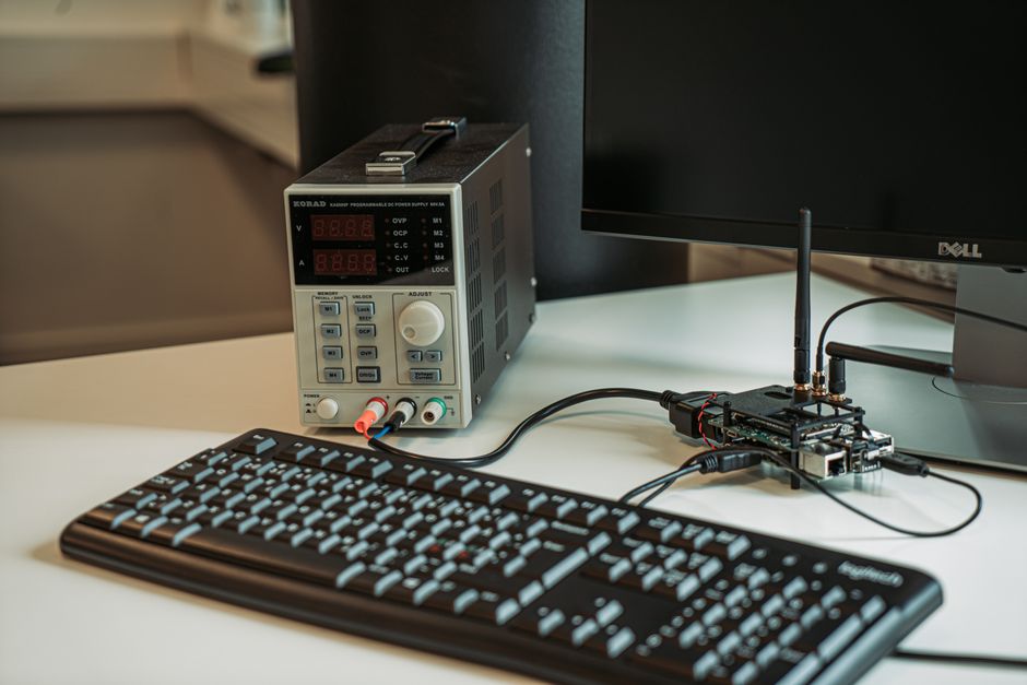 High-tech desktop setup featuring a power programmer