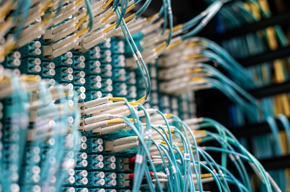 Blue cables connected to small devices