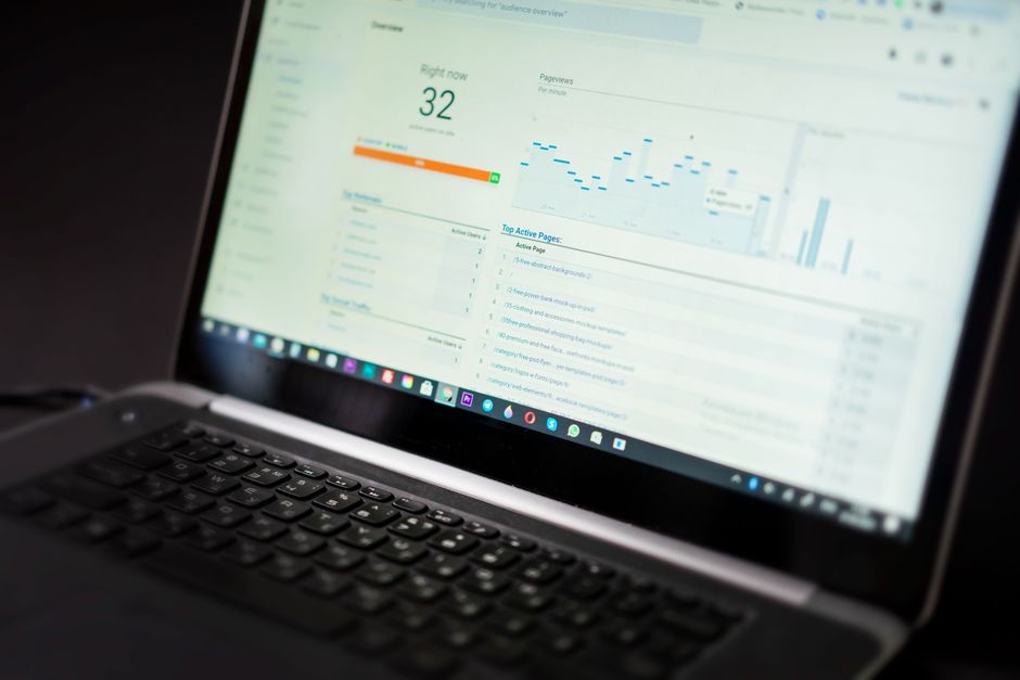 Real-time analytics dashboard on laptop