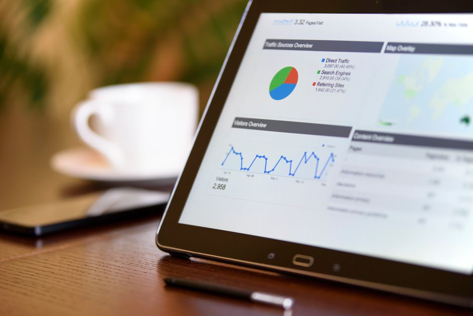 Analytics dashboard on tablet