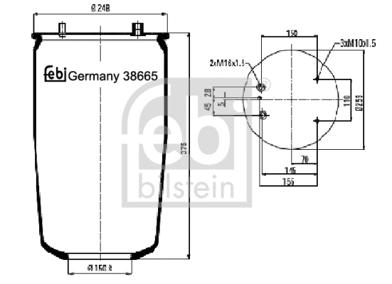 Bellow, air suspension (38665)