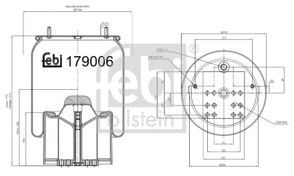 Bellow, air suspension (179006)