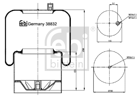 Bellow, air suspension (38832)
