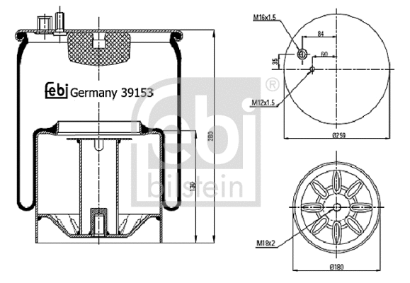 Bellow, air suspension (39153)